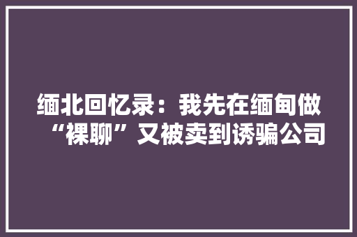 缅北回忆录：我先在缅甸做“裸聊”又被卖到诱骗公司搞“网恋”