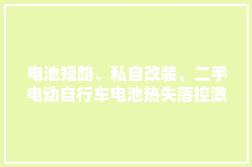 电池短路、私自改装、二手电动自行车电池热失落控激发失火...快自查！