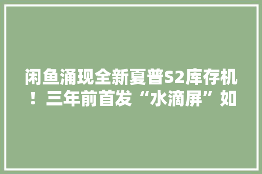 闲鱼涌现全新夏普S2库存机！三年前首发“水滴屏”如今还值899