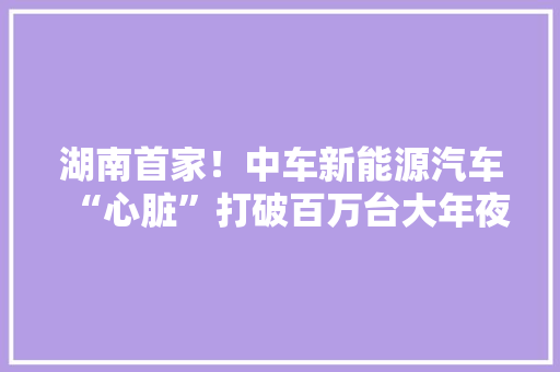 湖南首家！中车新能源汽车“心脏”打破百万台大年夜关