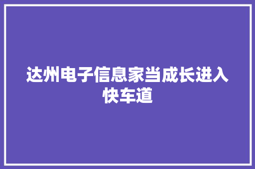 达州电子信息家当成长进入快车道