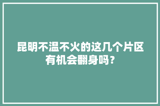 昆明不温不火的这几个片区有机会翻身吗？