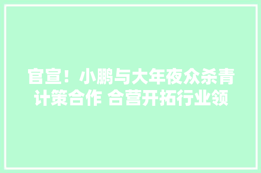 官宣！小鹏与大年夜众杀青计策合作 合营开拓行业领先的电子电气架构