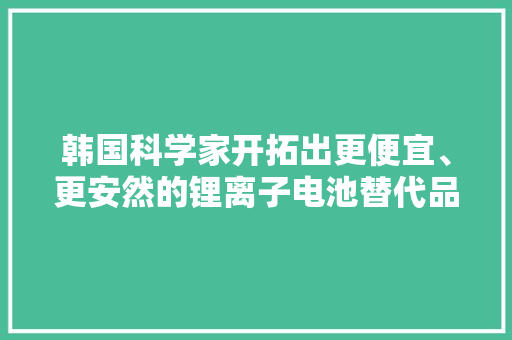 韩国科学家开拓出更便宜、更安然的锂离子电池替代品 韩国科学家开拓出更便宜、更安然的锂离子电池替代品 人工智能