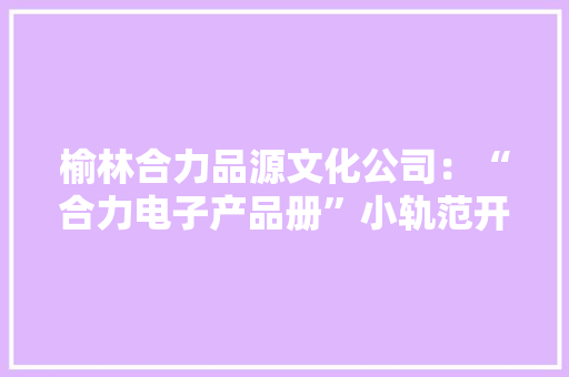 榆林合力品源文化公司：“合力电子产品册”小轨范开通上线