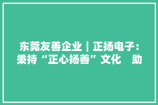 东莞友善企业｜正扬电子：秉持“正心扬善”文化　助力“友善之城”培植 东莞友善企业｜正扬电子：秉持“正心扬善”文化　助力“友善之城”培植 智能家居
