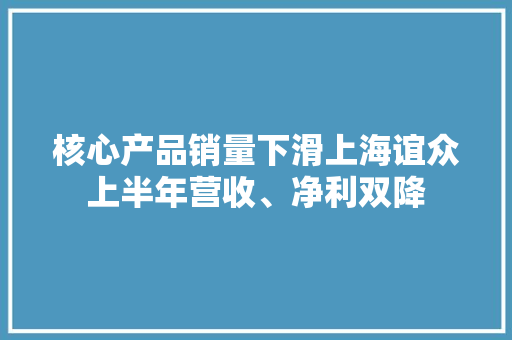 核心产品销量下滑上海谊众上半年营收、净利双降