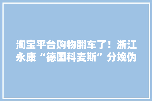 淘宝平台购物翻车了！浙江永康“德国科麦斯”分娩伪劣商品。 淘宝平台购物翻车了！浙江永康“德国科麦斯”分娩伪劣商品。 人工智能