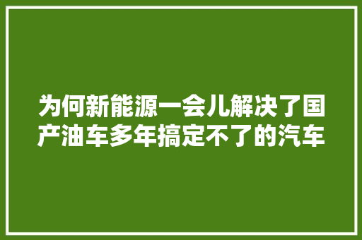为何新能源一会儿解决了国产油车多年搞定不了的汽车三大年夜件呢？