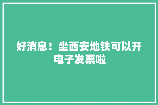 好消息！坐西安地铁可以开电子发票啦 好消息！坐西安地铁可以开电子发票啦 智能家居