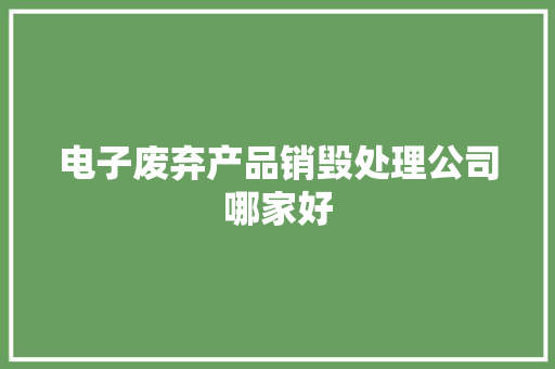 电子废弃产品销毁处理公司哪家好