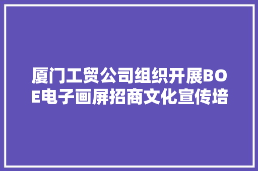 厦门工贸公司组织开展BOE电子画屏招商文化宣传培训 厦门工贸公司组织开展BOE电子画屏招商文化宣传培训 智能家居