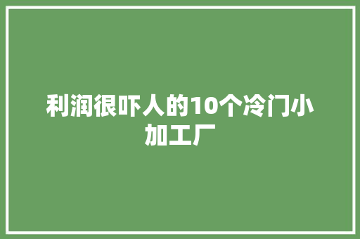 利润很吓人的10个冷门小加工厂 利润很吓人的10个冷门小加工厂 互联通信