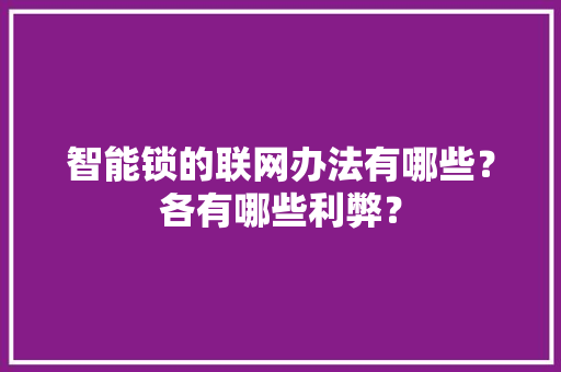 智能锁的联网办法有哪些？各有哪些利弊？ 智能锁的联网办法有哪些？各有哪些利弊？ 智能家居