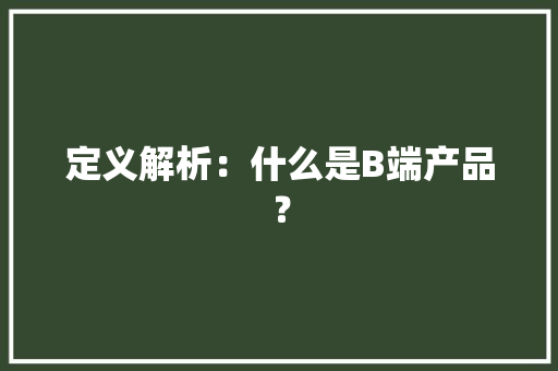定义解析：什么是B端产品？
