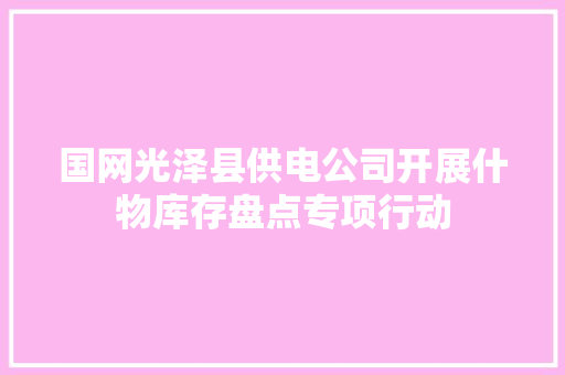 国网光泽县供电公司开展什物库存盘点专项行动