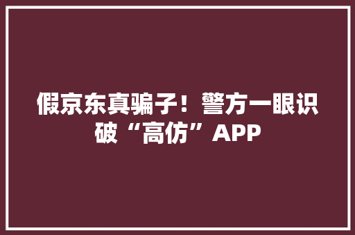 假京东真骗子！警方一眼识破“高仿”APP