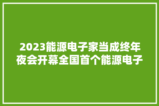 2023能源电子家当成终年夜会开幕全国首个能源电子家当专业展会同期举办