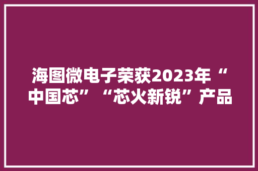 海图微电子荣获2023年“中国芯”“芯火新锐”产品荣誉称号 海图微电子荣获2023年“中国芯”“芯火新锐”产品荣誉称号 互联通信