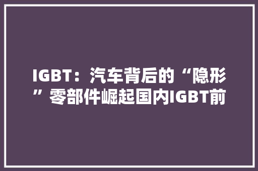 IGBT：汽车背后的“隐形”零部件崛起国内IGBT前三甲出炉
