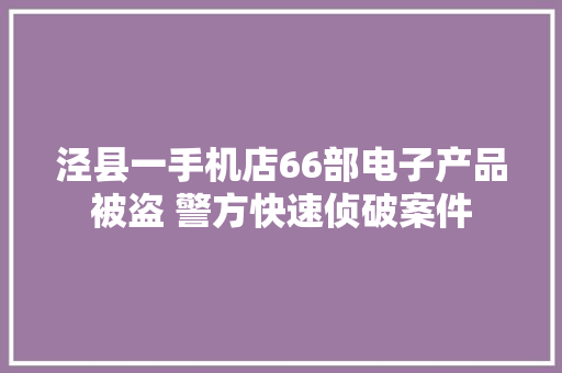 泾县一手机店66部电子产品被盗 警方快速侦破案件