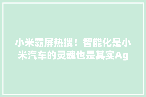 小米霸屏热搜！智能化是小米汽车的灵魂也是其实Agent核心优势 小米霸屏热搜！智能化是小米汽车的灵魂也是其实Agent核心优势 智能家居