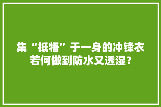 集“抵牾”于一身的冲锋衣若何做到防水又透湿？