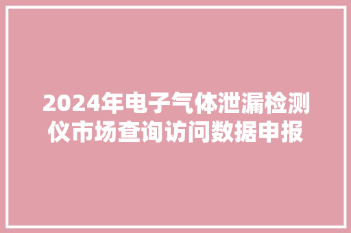 2024年电子气体泄漏检测仪市场查询访问数据申报 2024年电子气体泄漏检测仪市场查询访问数据申报 互联通信
