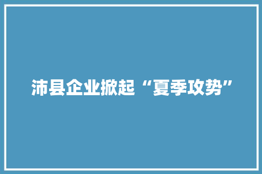 沛县企业掀起“夏季攻势”