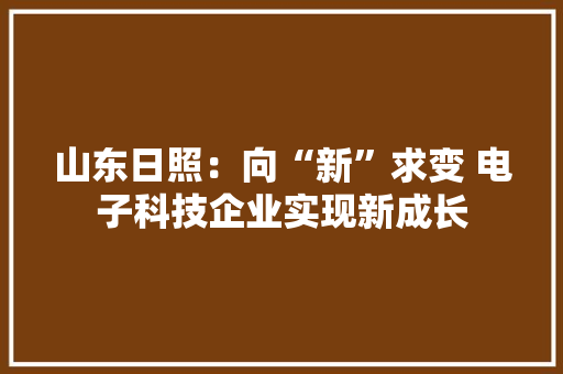 山东日照：向“新”求变 电子科技企业实现新成长