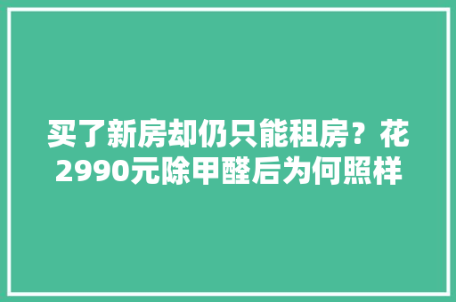 买了新房却仍只能租房？花2990元除甲醛后为何照样超标？