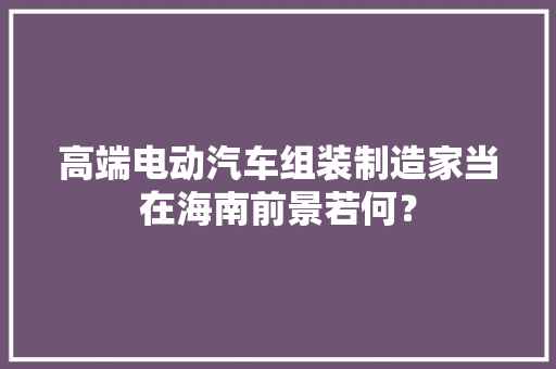 高端电动汽车组装制造家当在海南前景若何？