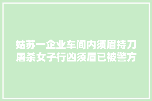 姑苏一企业车间内须眉持刀屠杀女子行凶须眉已被警方控制