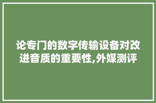论专门的数字传输设备对改进音质的重要性,外媒测评仙籁M1T 论专门的数字传输设备对改进音质的重要性,外媒测评仙籁M1T 人工智能