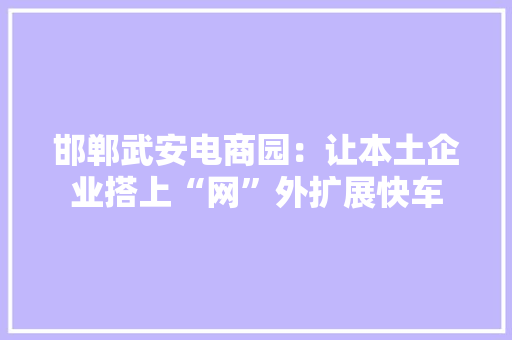 邯郸武安电商园：让本土企业搭上“网”外扩展快车