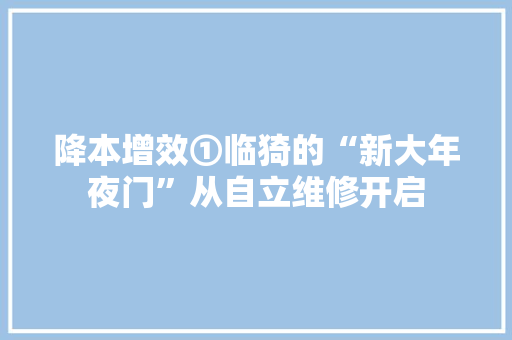 降本增效①临猗的“新大年夜门”从自立维修开启