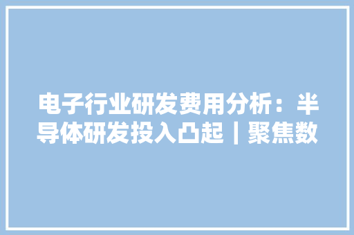 电子行业研发费用分析：半导体研发投入凸起｜聚焦数据要素市场