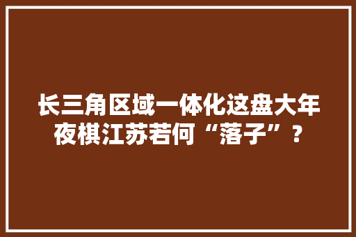 长三角区域一体化这盘大年夜棋江苏若何“落子”？ 长三角区域一体化这盘大年夜棋江苏若何“落子”？ 智能家居