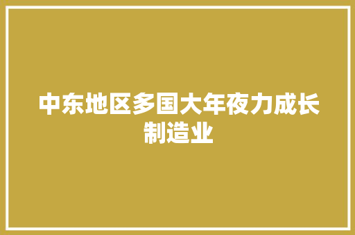 中东地区多国大年夜力成长制造业