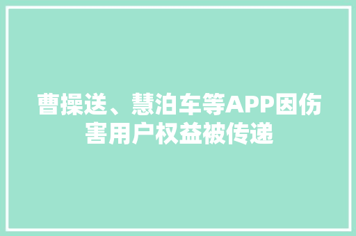 曹操送、慧泊车等APP因伤害用户权益被传递 曹操送、慧泊车等APP因伤害用户权益被传递 人工智能