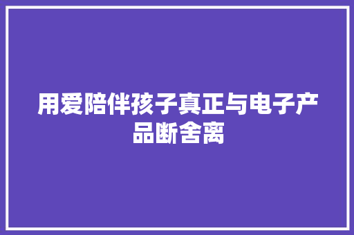 用爱陪伴孩子真正与电子产品断舍离