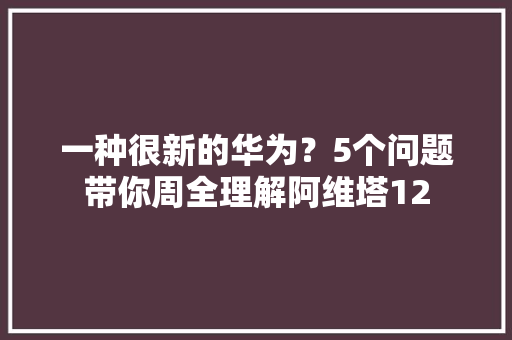 一种很新的华为？5个问题带你周全理解阿维塔12