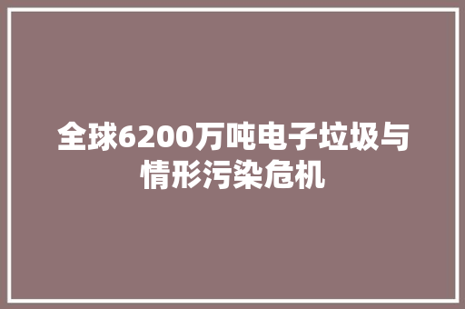 全球6200万吨电子垃圾与情形污染危机 全球6200万吨电子垃圾与情形污染危机 人工智能
