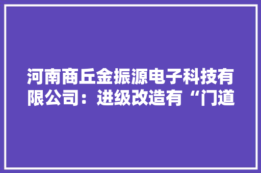 河南商丘金振源电子科技有限公司：进级改造有“门道”