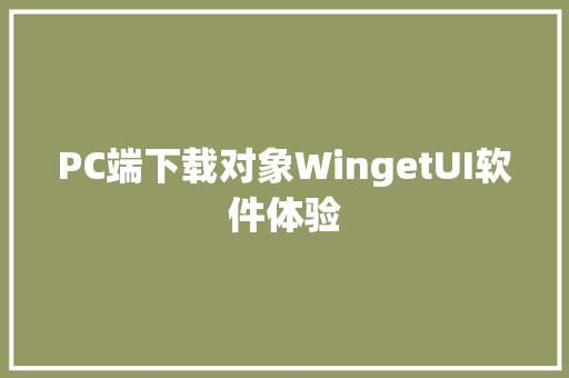 PC端下载对象WingetUI软件体验