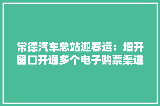 常德汽车总站迎春运：增开窗口开通多个电子购票渠道