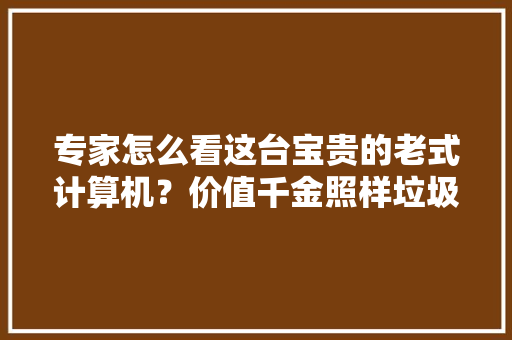 专家怎么看这台宝贵的老式计算机？价值千金照样垃圾？ ...