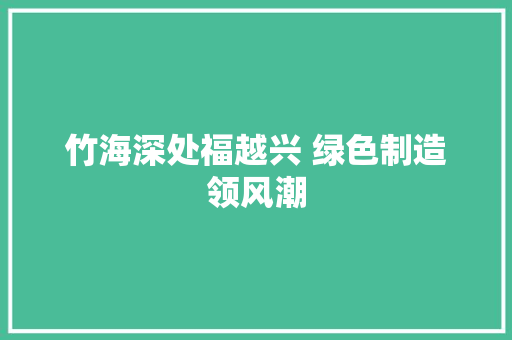 竹海深处福越兴 绿色制造领风潮