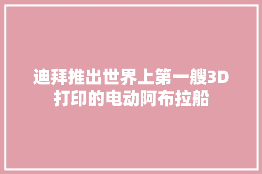 迪拜推出世界上第一艘3D打印的电动阿布拉船