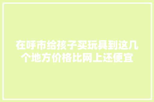 在呼市给孩子买玩具到这几个地方价格比网上还便宜